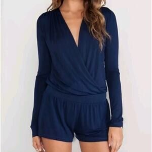 young fabulous broke Navy Blue Howell Surplice V Neck Romper Sz S